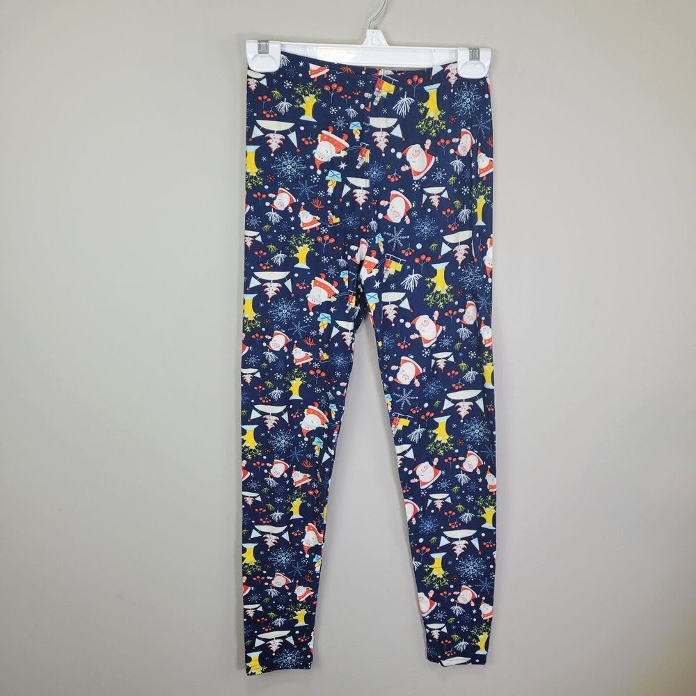 Santa Claus Christmas Trees Polyester Spandex Ankle Leggings One Size Fits‎ All